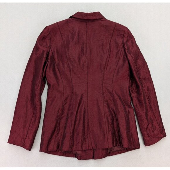 Trevan Women's Blazer Jacket Size 12 Maroon Red Crinkle Texutred Evening - Picture 13 of 16